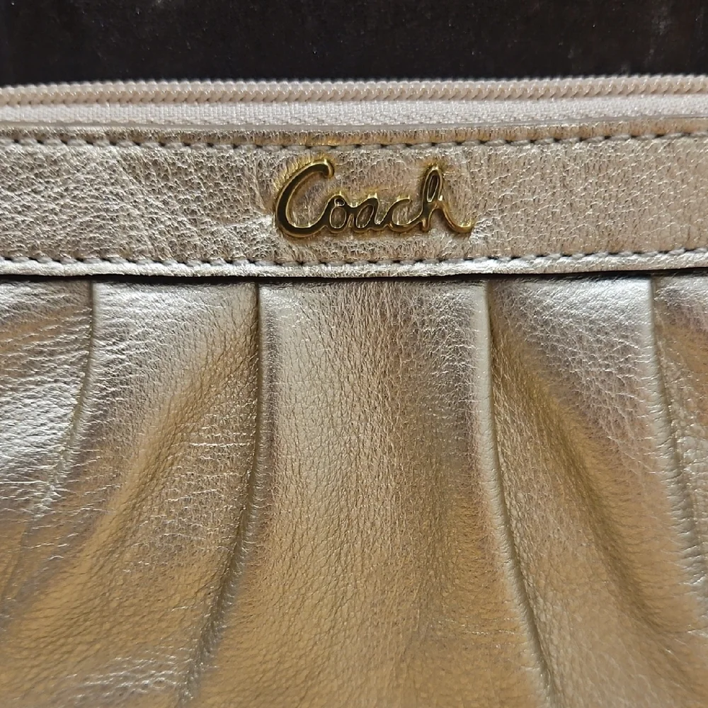Coach Shimmering Gold Leather Pouch - Picture 1 of 6